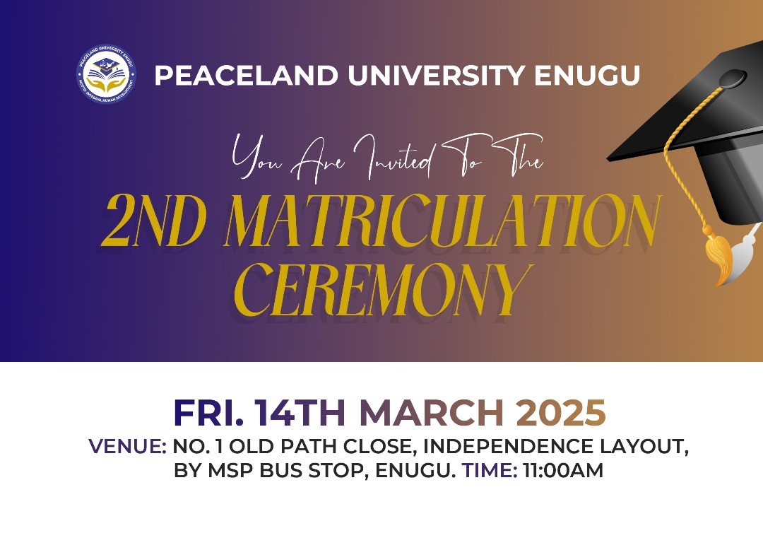 PEACELAND UNIVERSITY 2ND MATRICULATION CEREMONY