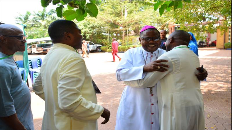 HIS LORDSHIP MOST REV.DR ERNEST A. OBODO (THE AUXILIARY BISHOP OF ENUGU DIOCESE) AT PEACELAND UNIVERSITY ENUGU